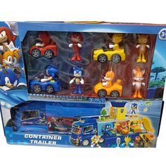 Игровой набор Соник 8 шт 10 см машинки 4 шт Грузовик 35 см китай