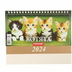 Календарь настольный, домик "Котята" 2024, 20х14 см