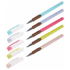 Комплект 12 шт, Ручка гелевая Crown "Quick Dry" с быстросохнущими чернилами и антибактериальным грипом, синяя, 0.5мм, корпус ассорти