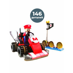 Конструктор Марио на машинке гонки Mario 146 деталей Star Friend