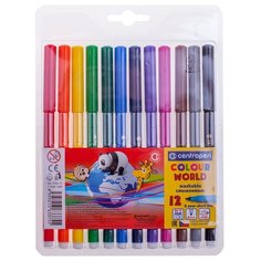 Фломастеры Centropen "Colour World" 12 цветов, трехгранные, смываемые, блистер, 1 упаковка