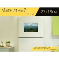 Магнитный пазл "Здания, облака, облачно" на холодильник 27 x 18 см. Lots Prints