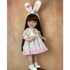 Кукла реборн NPK Doll 55 см, силиконовая. Бетти в бело-розовом платье. Можно купать Bzdoll