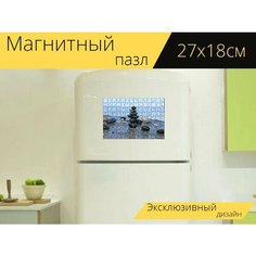 Магнитный пазл "Море, камешки, морская вода" на холодильник 27 x 18 см. Lots Prints