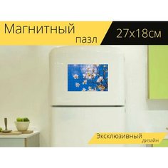 Магнитный пазл "Магнолия, расцветает, весна" на холодильник 27 x 18 см. Lots Prints