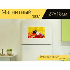 Магнитный пазл "Лесной жук, насекомое, антенны" на холодильник 27 x 18 см. Lots Prints