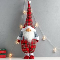 Кукла интерьерная "Дед Мороз только нос, в клетчатом наряде" 87х31х18 см NO Name