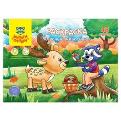Раскраска А5 Мульти-Пульти "Лесные животные", 48л, в папке, 2 штуки