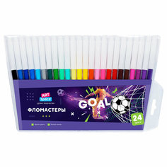 Фломастеры ArtSpace "Футбол", 24цв, ПВХ, европодвес, 2 штуки