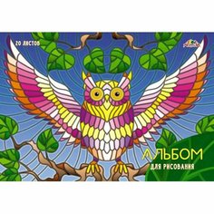 Альбом для рисования 20л А4 гребень Филин мелов. карт 4шт/уп С0526-37 Апплика