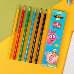 Карандаши цветные 6 цветов, Смешарики
