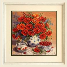 Набор для вышивания крестом "Маки и черешня", 51х51 см, 7178, Joy Sunday