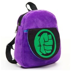 Рюкзак плюшевый "Халк" на молнии, с карманом, 19х22 см, Мстители Marvel