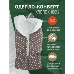 Амама Одеяло тондась 0/3 мес, 70х74см, хлопок, цвет: кофейный, горох