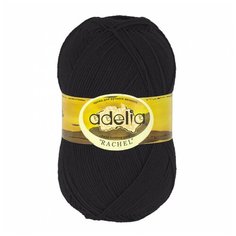 Пряжа ADELIA "RACHEL" 90% шерсть, 10% полиэстер 5 шт. х100г 400м №02 чёрный
