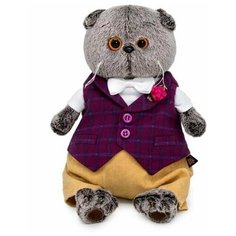 Мягкая игрушка "Басик в бордовом жилете с розочкой", 30 см Basik&Co
