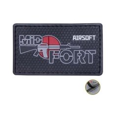 Нашивка ( шеврон патч patch ) тактическая MID FORT AIRSOFT 3D PVC ( пластизоль ) на липучке 7,5x4,5 черная Нет бренда