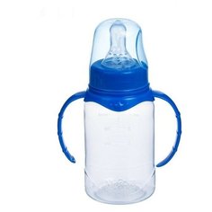 Бутылочка для кормления детская классическая Mum&Baby, с ручками, 150 мл, от 0 месяцев, цвет синий