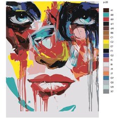 Картина по номерам, 40 x 50, IIIR-p-20, девушка, поп арт, абстракция, "Живопись по номерам", набор для раскрашивания, раскраска