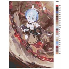 Картина по номерам W-401 Аниме - Re: Zero (Ре: Зеро). Рем" 40х60 Brushes Paints