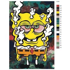 Картина по номерам X-201 "Губка Боб Квадратные Штаны" 40х60 Brushes Paints