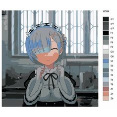 Картина по номерам W-394 "Аниме - Re: Zero (Ре: Зеро). Рем" 70х70 Brushes Paints