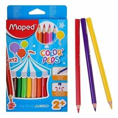Карандаши трехгранные, 12 цветов, Maped Color Peps Maxi, утолщенные, европодвес
