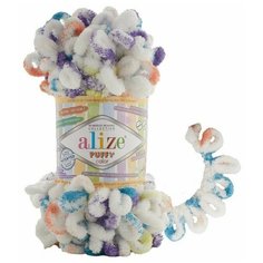 Разноцветная пряжа с большими петлями Alize Puffy Color (Ализе Пуффи Колор) - 7539, 100г/9м (100% микрополиэстр) - 2 шт