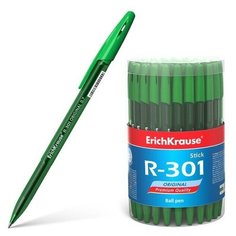 Ручка шариковая Erich Krause R-301 Stick узел 0.7мм, чернила зелёные, 60 шт.