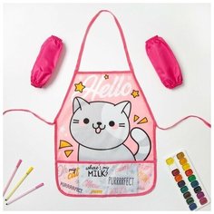 Фартук с нарукавниками детский Этель Hello cat, 49 х 39 см, 1 набор