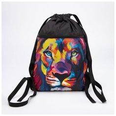 Сима-ленд Мешок для обуви Лев, 6959731, черный/разноцветный