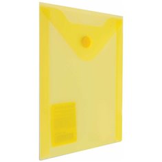 Папка-конверт с кнопкой малого формата (105х148 мм), А6, желтая, 0,18 мм, BRAUBERG, 227319