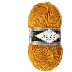 Пряжа "Lanagold" 51% акрил, 49% шерсть 240м/100гр (645 горчичный), 1шт Alize
