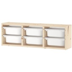 Полка с контейнерами Труфаст, сосна/белый S Prom