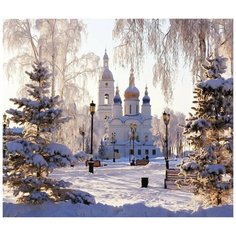 Алмазная мозаика на холсте с подрамником (картина стразами, алмазная вышивка) Церковь 40x50 см. Boom Boom Shop