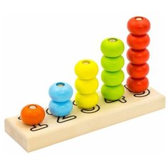 Деревянная пирамидка Счеты 15 деталей, Алатойс Alatoys