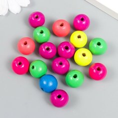 Бусины для творчества дерево "Неоновый микс" d-1,5 см, набор 20 гр Арт Узор