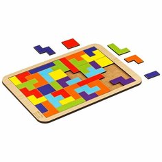 Головоломка ТРИ совы "Тетрис большой", дерево, яркие цвета (ГЛ00005)