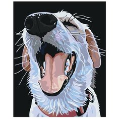 Картина по номерам, "Живопись по номерам", 100 x 125, A103, пес, ошейник, пасть, зубы, друг