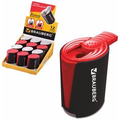 Точилка BRAUBERG "Delta", 2 отверстия для чернографитных и цветных карандашей, ассорти, в дисплее, 223592