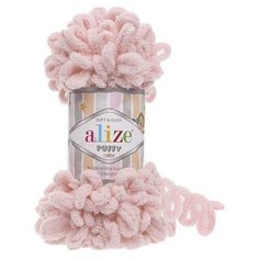 Пряжа Alize Puffy (Пуффи) цвет пудра 161, 100% микрополиэстер 100г 9м 5шт