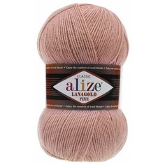 Пряжа Alize Lanagold Fine (Ланаголд Файн) 173 вялая роза 49% шерсть, 51% акрил 100г 390м 5шт