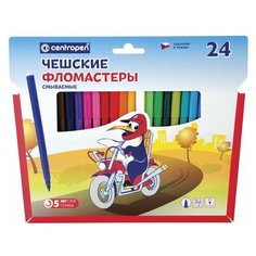 CENTROPEN Фломастеры centropen, 24 цвета, пингвины , смываемые, вентилируемый колпачок, полибег, 7790/24-86
