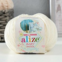 Пряжа "Baby Wool" 40% шерсть, 40% акрил, 20% бамбук 175м/50гр (62 молочный) нет бренда