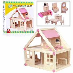 Деревянный кукольный домик с мебелью. VT8400 Винтик и Шпунтик