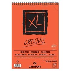 Бумага для графики Canson Альбом на спирали для графики CANSON XL Croquis, Слоновая кость, 90г/м2, 21х29.7см, Легкое зерно, 120 листов