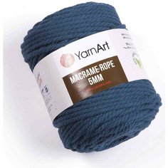 Пряжа YarnArt Macrame Rope 5mm тёмная бирюза (789), 60%хлопок/ 40%вискоза/полиэстер, 85м, 500г, 1шт