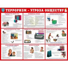 Стенд информационный по безопасности "терроризм угроза обществу" 100х80см Палитра