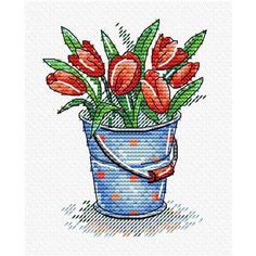 М.П.Студия Набор для вышивания Свежесть тюльпанов 11 х 8 см (М-377)