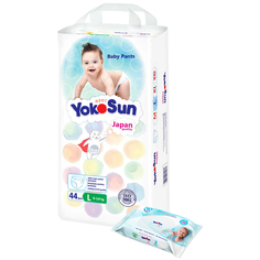 YokoSun трусики L 9-14 кг, 44 шт. + салфетки 18 шт.